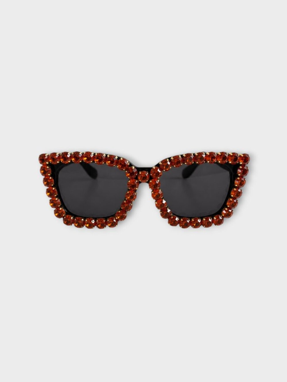 Embellished Cat-Eye Sunglasses in Amber Crystal